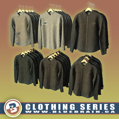3D Model of Clothing Series - Realistic Hung Long-Sleeved Shirts - 3D Render 0
